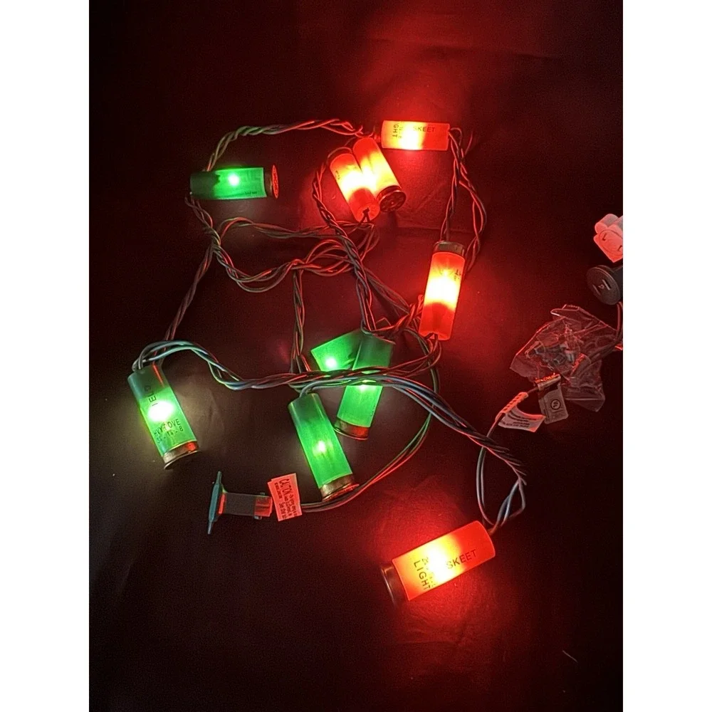 Jingle Bell Shotgun Shell Novelty Lights 6 Red & 6 Green Working Extra Bulbs